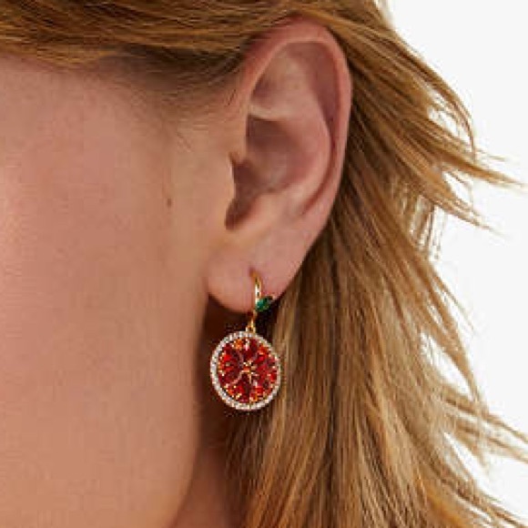 KATE SPADE NEW YORK ♠️ SWEET CITRUS 🍊 HUGGIE HOOP EARRINGS - Picture 3 of 3